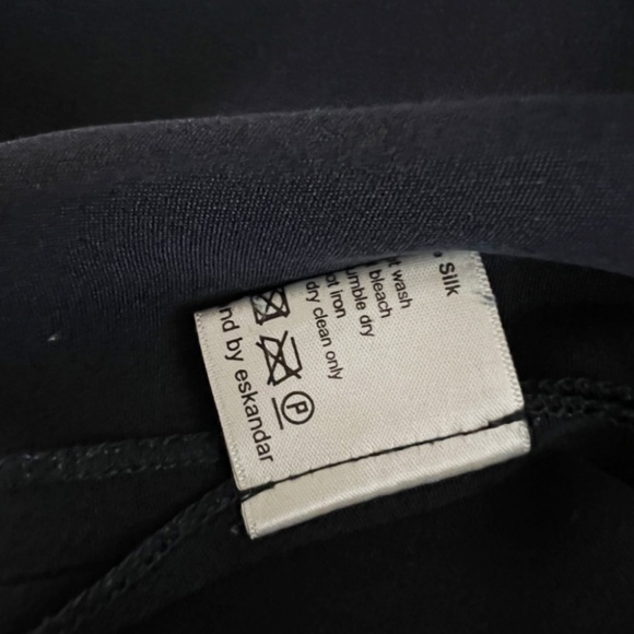 Eskandar 3/4 Sleeve Silk Chiffon Boat Neck Boxy Cut Blouse Shirt Top Navy Blue - Picture 3 of 4